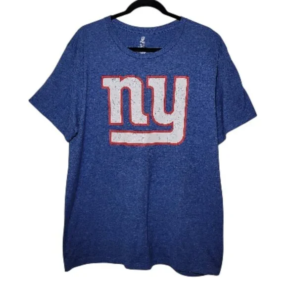 NY Giants T-Shirt Blue Heathered Logo NFL Team Apparel Mens XL Fanwear Gameday - Picture 10 of 10